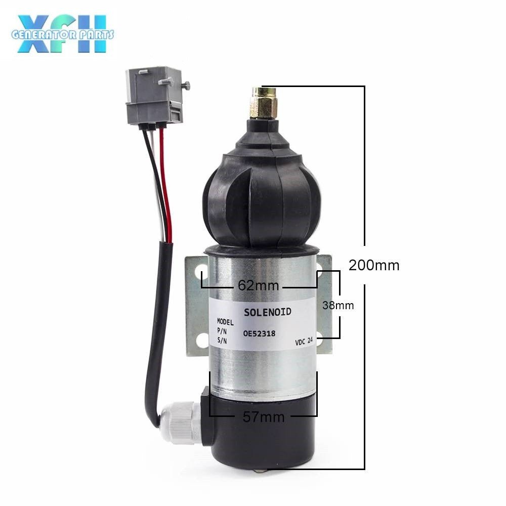 12V 24V OE52318 Engine Fuel Shutdown Solenoid Valve For Perkins 2006 3008 Series Volvo Penta 872825 873754 1830592 872458 881969 - XFH generator parts