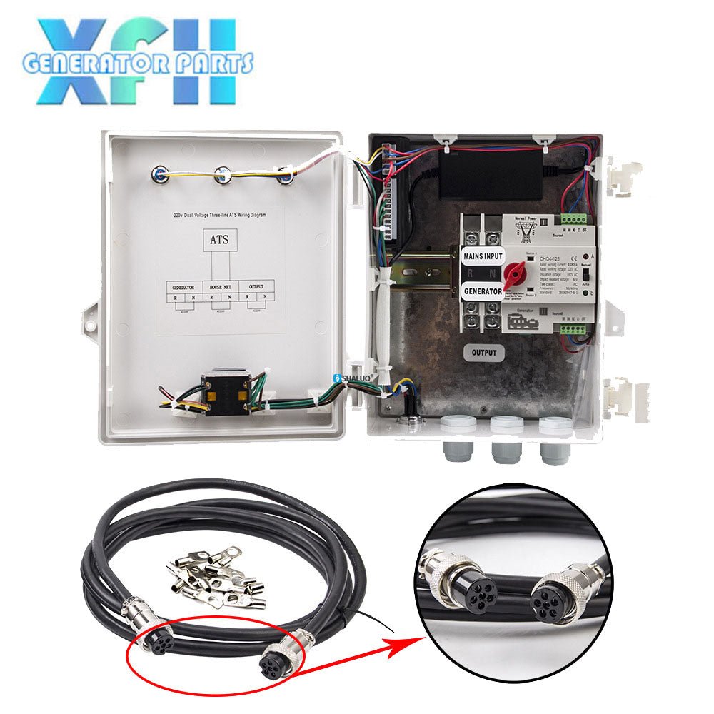Small Gasoline Engine diesel Engine 5KW 8KW Dual Power Switch 380V 4P ATS Control Box 220V 2P - XFH generator parts