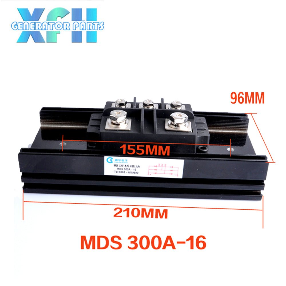 Three phase MDS300A MDS300A - 16 300amp generator rectifier Aluminum Heatsink 300A Diode Bridge Rectifier kit for generator Iron Pin power diode - XFH generator parts