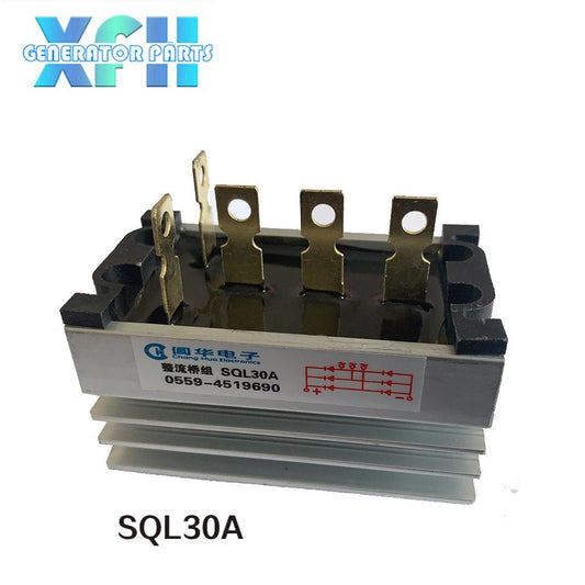 Three phase Single Phase SQL30A ZPQ30A 30amp generator rectifier Aluminum Heatsink 30A Diode Bridge Rectifier kit for generator Iron Pin power diode - XFH generator parts