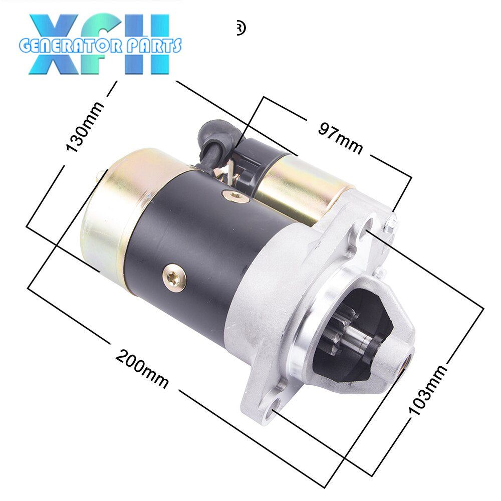 QD124A 12V 1.2KW Starter Motor and QD114A QD114 QD124FS Diesel Generator Parts Electric Starter Motor Copper Made For 186F 188F 192F Engine Motor Starter