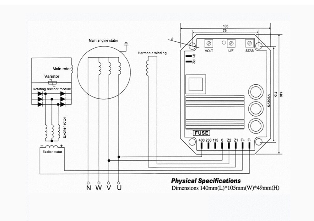 KF306A AVR Generator Automatic Voltage Regulator Module stabilizer for KangFu Diesel Generator Alternator Parts - XFH generator parts