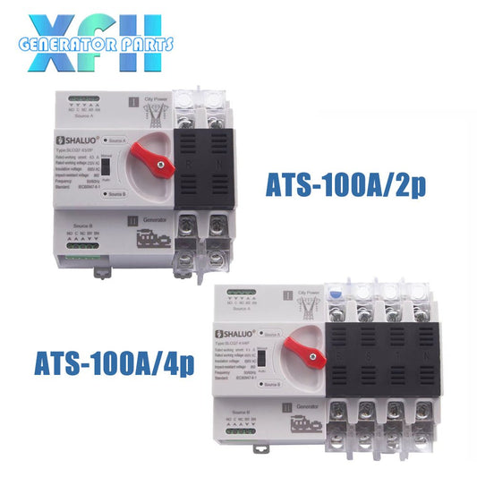 100A 4P 2P ATS Generator Dual Power Automatic Transfer Switch Module Circuit Breakers Switches Electric Generator Parts - XFH generator parts