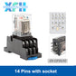 Chint Small Electromagnetic Intermediate Relay AC 220V DC 12V DC 24V 8 Pin 11 Pin 14 Pin Relay Kit Equipped with Three-phase Relay Socket