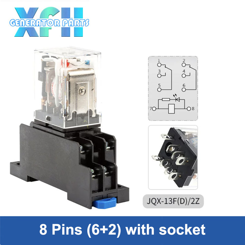 Chint Small Electromagnetic Intermediate Relay AC 220V DC 12V DC 24V 8 Pin 11 Pin 14 Pin Relay Kit Equipped with Three-phase Relay Socket