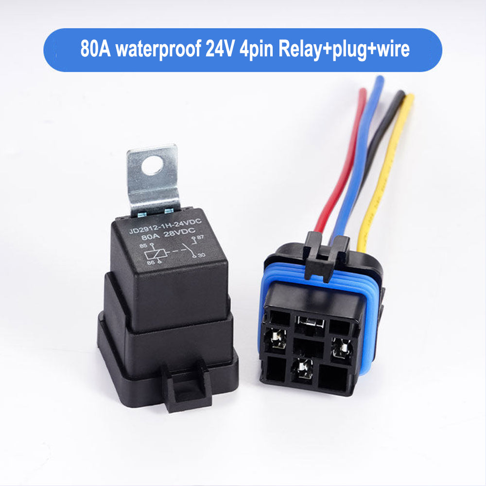 40A  80A 4 pin / 5 pin 12V / 24V Socket NO/NC Waterproof Automotive Relay for Headlight Air Conditioner Fan & Horn