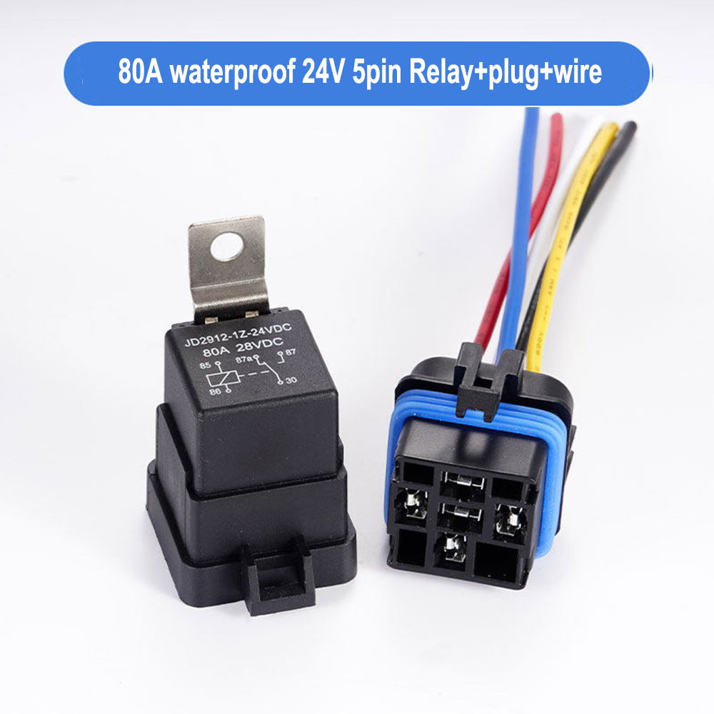 40A  80A 4 pin / 5 pin 12V / 24V Socket NO/NC Waterproof Automotive Relay for Headlight Air Conditioner Fan & Horn