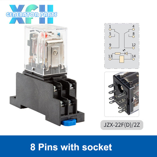 Chint Small Electromagnetic Intermediate Relay AC 220V DC 12V DC 24V 8 Pin 11 Pin 14 Pin Relay Kit Equipped with Three-phase Relay Socket