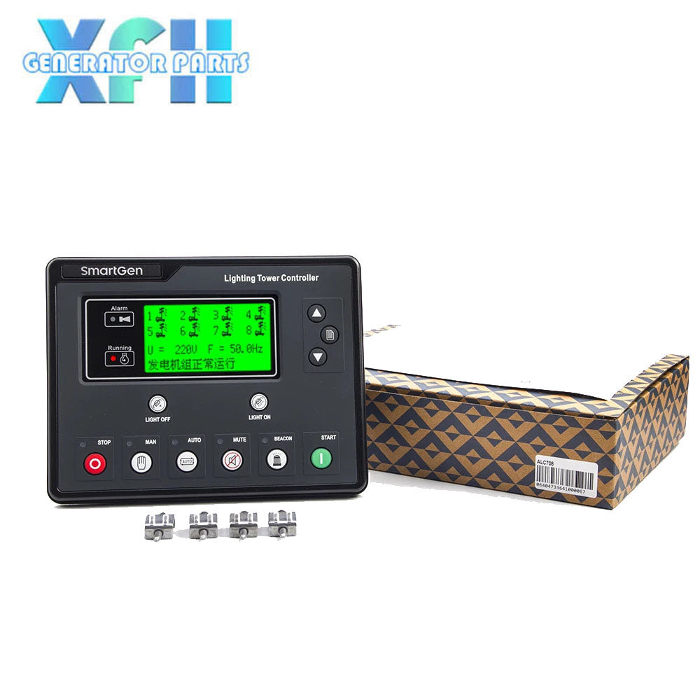 Smartgen ALC704 ALC708 Light Tower Controller Timing Remote Start Stop Monitor Control Panel for Genset