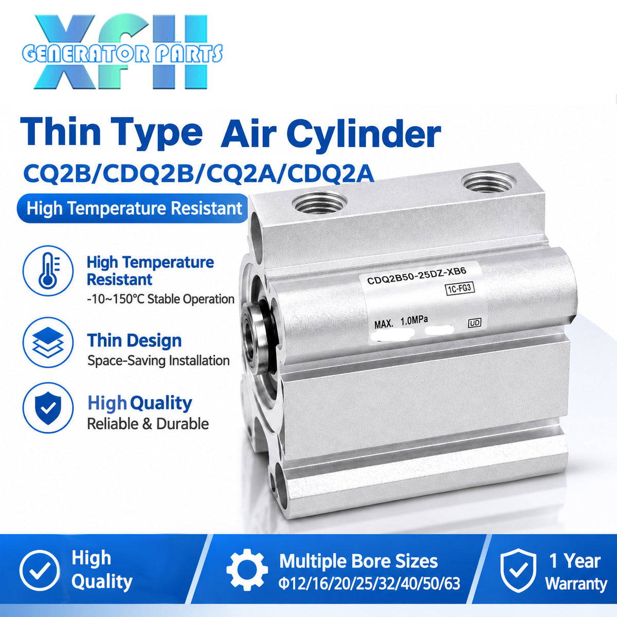 CQ2A12 Compact Pneumatic Cylinder High Temperature Resistant Thin Type Air Cylinder CQ2A12-XD-XB6 Series