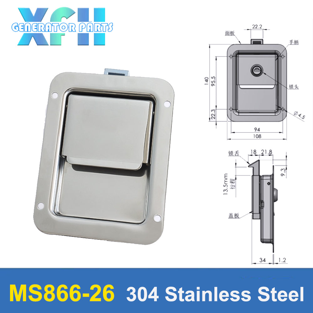 Diesel Electric Generator Door Panel Lock Side Door Lock MS866-26-27 MS866 MS866-26 MS866-27 Genset Parts