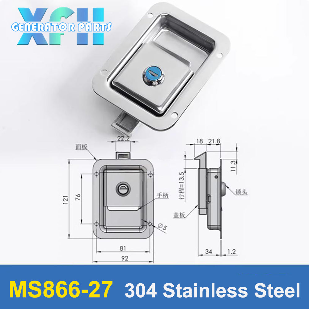 Diesel Electric Generator Door Panel Lock Side Door Lock MS866-26-27 MS866 MS866-26 MS866-27 Genset Parts