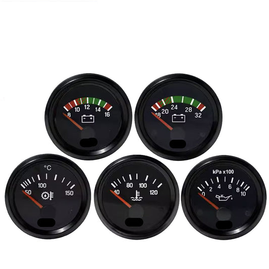 Diesel Generator Water Temperature Gauge Oil Pressure Gauge Battery Voltage Excavator Tractor Instrument 12V 24V for VDO
