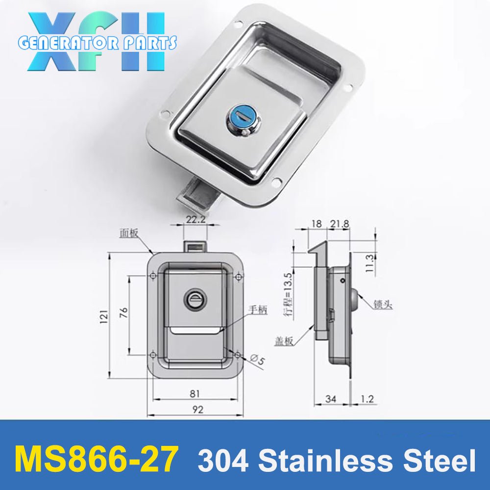 Diesel Electric Generator Door Panel Lock Side Door Lock MS866 - 26 - 27 MS866 MS866 - 26 MS866 - 27 Genset Parts - XFH generator parts