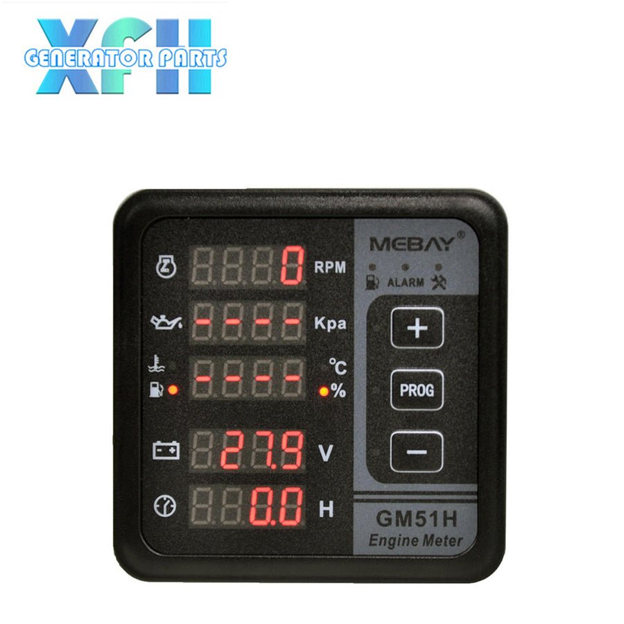 Mebay GM51H Engine Meter RPM Tachometer Coolant Temperature Fuel Level Oil Pressure Battery Voltage Hours Meter Digital - XFH generator parts