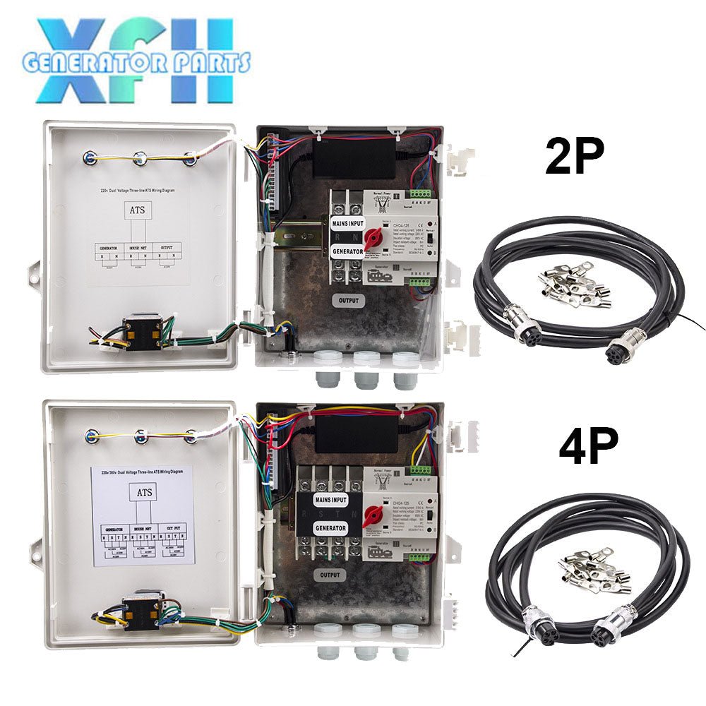 Small Gasoline Engine diesel Engine 5KW 8KW Dual Power Switch 380V 4P ATS Control Box 220V 2P - XFH generator parts