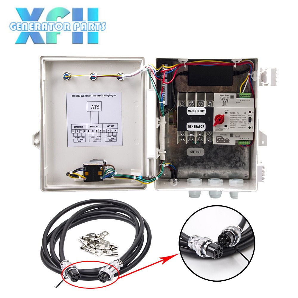 Small Gasoline Engine diesel Engine 5KW 8KW Dual Power Switch 380V 4P ATS Control Box 220V 2P - XFH generator parts