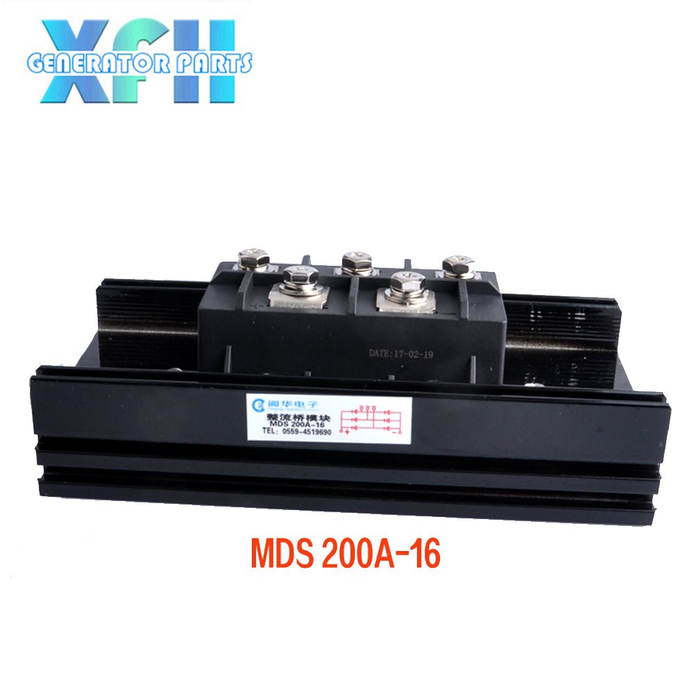 Three phase MDS200A MDS200A - 16 200amp generator rectifier Aluminum Heatsink 200A Diode Bridge Rectifier kit for generator Iron Pin power diode - XFH generator parts