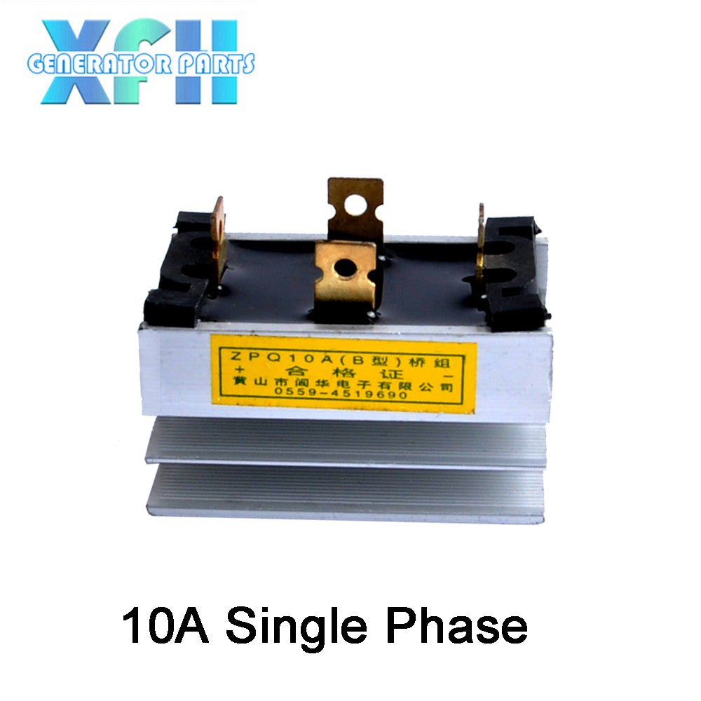 Three phase Single Phase SQL10A 10amp generator rectifier Aluminum Heatsink 10A Diode Bridge Rectifier kit for generator Iron Pin power diode - XFH generator parts