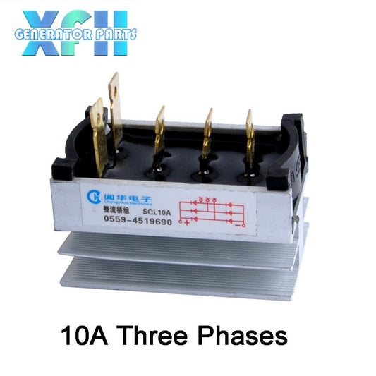 Three phase Single Phase SQL10A 10amp generator rectifier Aluminum Heatsink 10A Diode Bridge Rectifier kit for generator Iron Pin power diode - XFH generator parts
