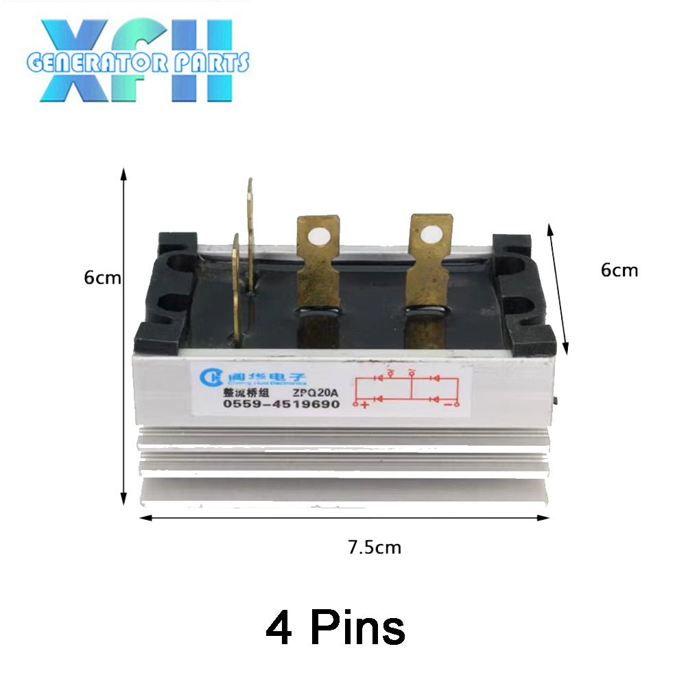 Three phase Single Phase SQL20A 20amp generator rectifier Aluminum Heatsink 20A Diode Bridge Rectifier kit for generator Iron Pin power diode - XFH generator parts