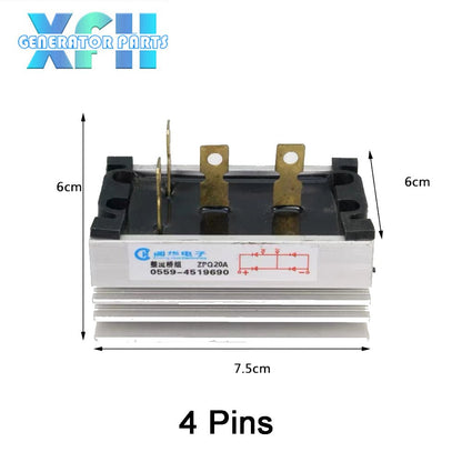 Three phase Single Phase SQL20A 20amp generator rectifier Aluminum Heatsink 20A Diode Bridge Rectifier kit for generator Iron Pin power diode - XFH generator parts