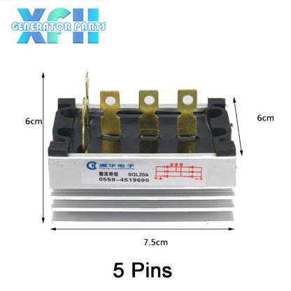 Three phase Single Phase SQL20A 20amp generator rectifier Aluminum Heatsink 20A Diode Bridge Rectifier kit for generator Iron Pin power diode - XFH generator parts