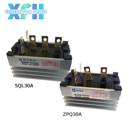 Three phase Single Phase SQL30A ZPQ30A 30amp generator rectifier Aluminum Heatsink 30A Diode Bridge Rectifier kit for generator Iron Pin power diode - XFH generator parts