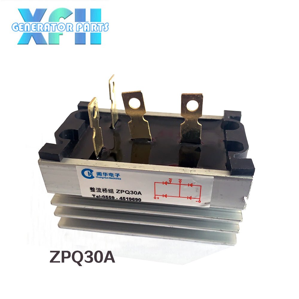 Three phase Single Phase SQL30A ZPQ30A 30amp generator rectifier Aluminum Heatsink 30A Diode Bridge Rectifier kit for generator Iron Pin power diode - XFH generator parts