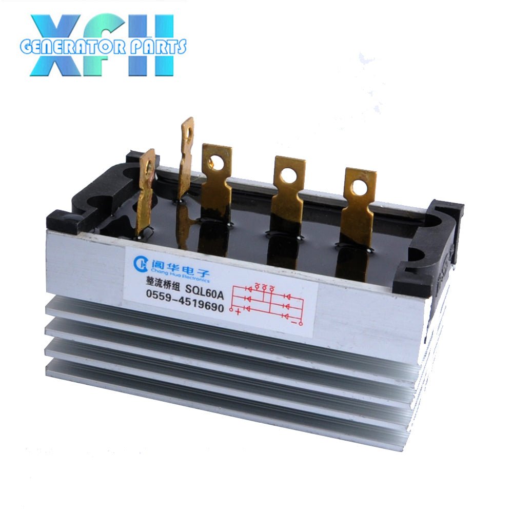 Three phase SQL60A 60amp generator rectifier Aluminum Heatsink 60A Diode Bridge Rectifier kit for generator Iron Pin power diode - XFH generator parts