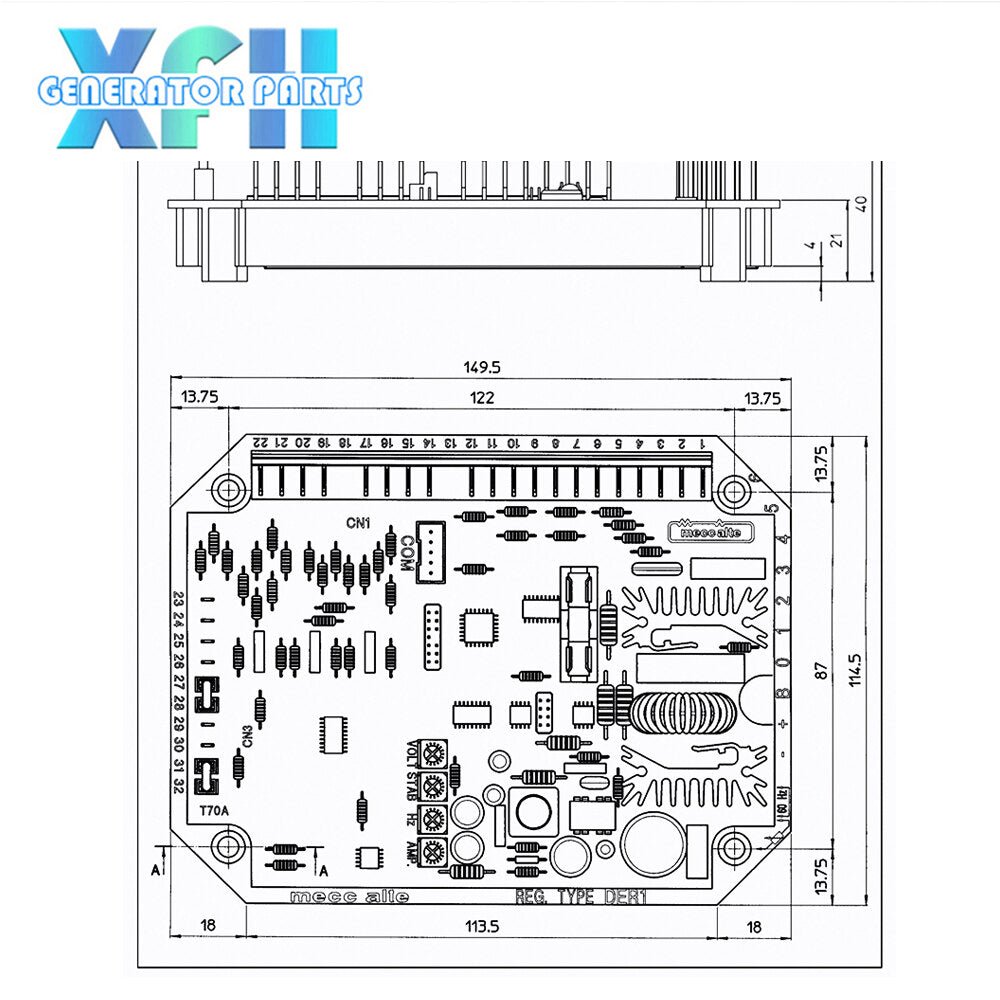 DER1 AVR For Mecc Alte Automatic Voltage Regulator China Powerly Diesel Generator Excitation Stabilizer Alternator Adjuster - XFH generator parts