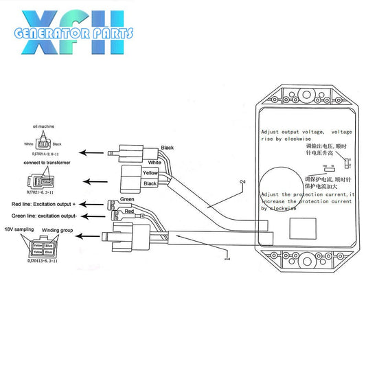 KI - DAVR - 50S 50s KIPOR generator AVR Automatic Voltage Regulator Single phase Volt Stabilizer 10 wires KDE6500T KDE6700T KDE3500T - XFH generator parts