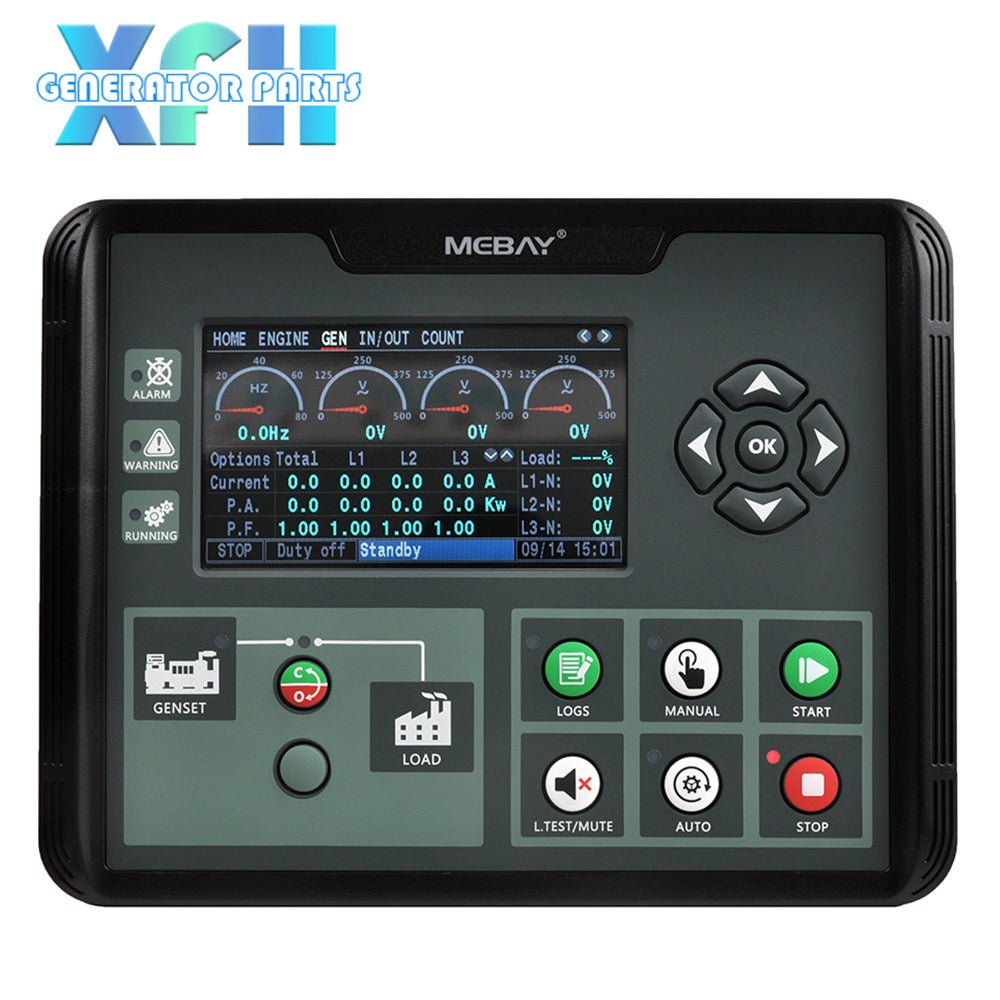 Mebay DC60D DC60DR Auto Generator Controller 4.3 Inch Screen Silicon Surface Black and White Display with RS485 Port - XFH generator parts