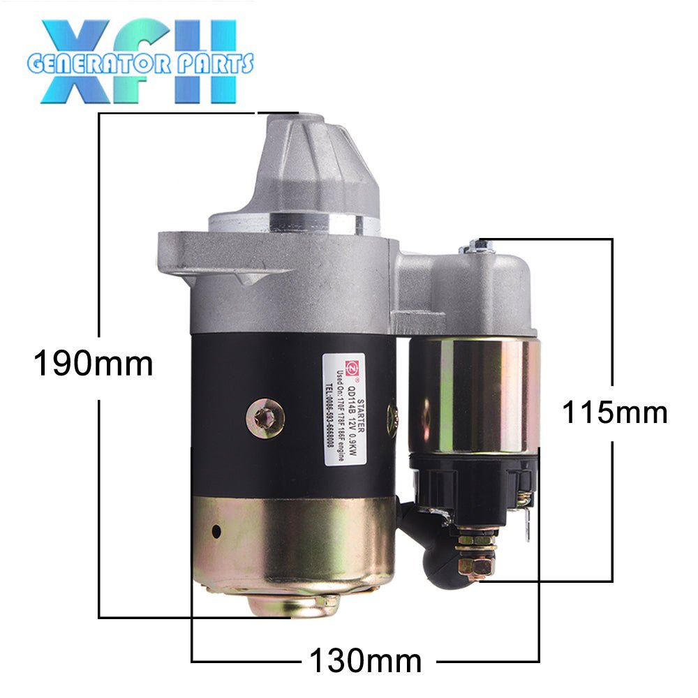 QD114A Diesel Engine Motor Starter 12V 0.8KW Copper Used On 170F 178F 186F Engine Starter Motor Generator Parts - XFH generator parts