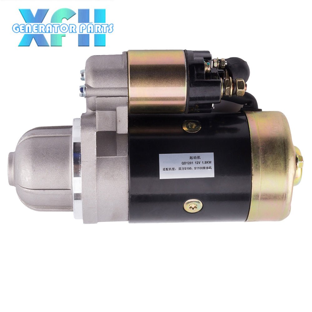 QD1201 Diesel Engine Motor Starter 12V 1.8KW Copper S195 S1100 Engine Starter Motor 11 teeth forward direction Generator Parts - XFH generator parts
