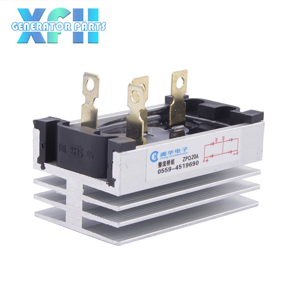 Three phase Single Phase SQL20A 20amp generator rectifier Aluminum Heatsink 20A Diode Bridge Rectifier kit for generator Iron Pin power diode - XFH generator parts