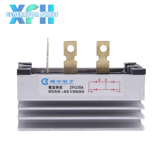 Three phase Single Phase SQL20A 20amp generator rectifier Aluminum Heatsink 20A Diode Bridge Rectifier kit for generator Iron Pin power diode - XFH generator parts